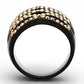 MATK979 - IP Black(Ion Plating) Stainless Steel Ring with Top Grade Crystal  in Metallic Light Gold