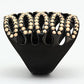 MATK979 - IP Black(Ion Plating) Stainless Steel Ring with Top Grade Crystal  in Metallic Light Gold