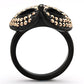 MATK981 - IP Black(Ion Plating) Stainless Steel Ring with Top Grade Crystal  in Metallic Light Gold
