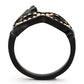 MATK983 - IP Black(Ion Plating) Stainless Steel Ring with Top Grade Crystal  in Metallic Light Gold