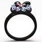 MATK984 - IP Black(Ion Plating) Stainless Steel Ring with Top Grade Crystal  in Multi Color