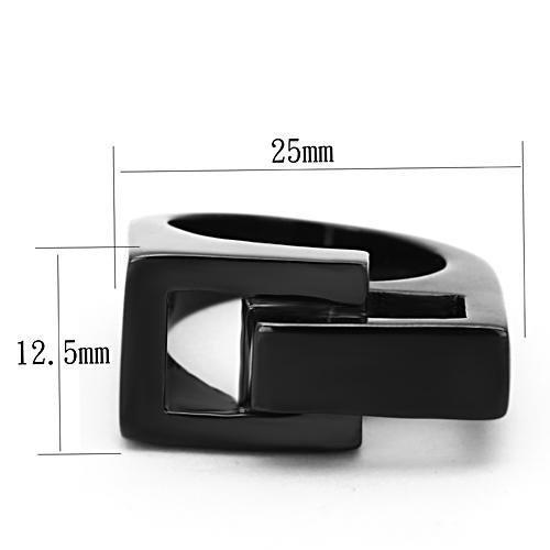 MATK989 - IP Black(Ion Plating) Stainless Steel Ring with No Stone