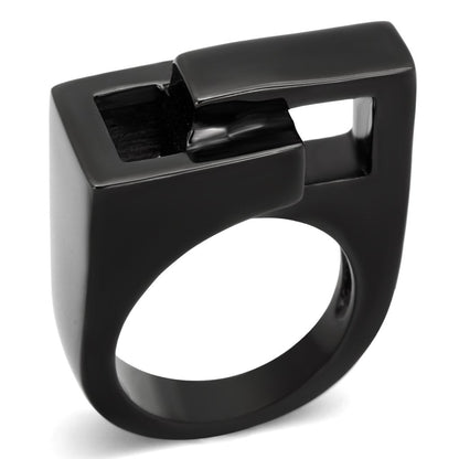 MATK989 - IP Black(Ion Plating) Stainless Steel Ring with No Stone