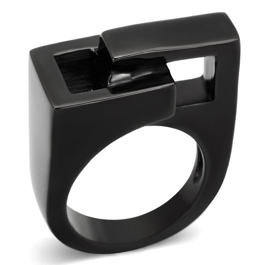 MATK989 - IP Black(Ion Plating) Stainless Steel Ring with No Stone