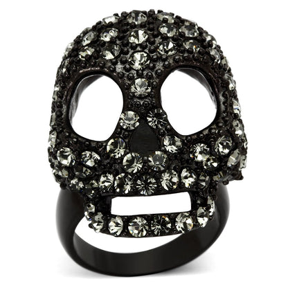 MATK992 - IP Black(Ion Plating) Stainless Steel Ring with Top Grade Crystal  in Black Diamond
