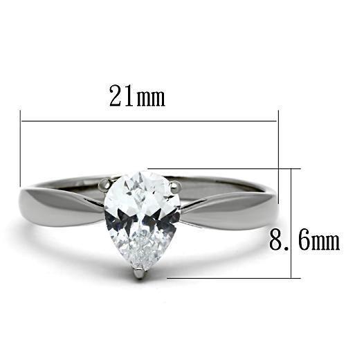 MATK994 - High polished (no plating) Stainless Steel Ring with AAA Grade CZ  in Clear