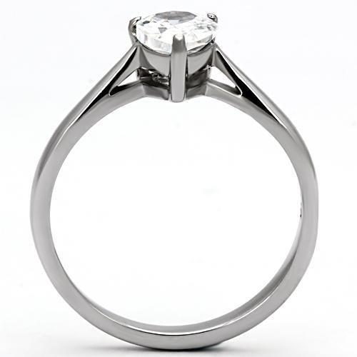 MATK994 - High polished (no plating) Stainless Steel Ring with AAA Grade CZ  in Clear
