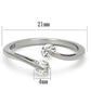 MATK995 - High polished (no plating) Stainless Steel Ring with AAA Grade CZ  in Clear