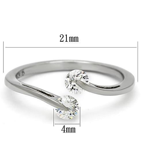 MATK995 - High polished (no plating) Stainless Steel Ring with AAA Grade CZ  in Clear