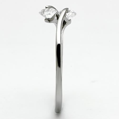 MATK995 - High polished (no plating) Stainless Steel Ring with AAA Grade CZ  in Clear