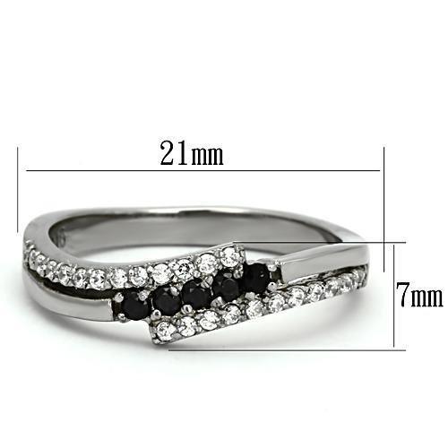 MATK996 - High polished (no plating) Stainless Steel Ring with AAA Grade CZ  in Black Diamond