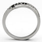 MATK996 - High polished (no plating) Stainless Steel Ring with AAA Grade CZ  in Black Diamond