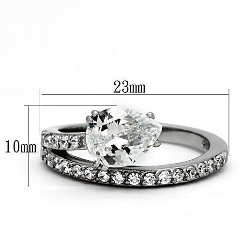 MATK998 - High polished (no plating) Stainless Steel Ring with AAA Grade CZ  in Clear