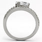 MATK998 - High polished (no plating) Stainless Steel Ring with AAA Grade CZ  in Clear