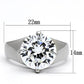 MATK999 - High polished (no plating) Stainless Steel Ring with AAA Grade CZ  in Clear