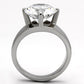 MATK999 - High polished (no plating) Stainless Steel Ring with AAA Grade CZ  in Clear