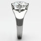 MATK999 - High polished (no plating) Stainless Steel Ring with AAA Grade CZ  in Clear