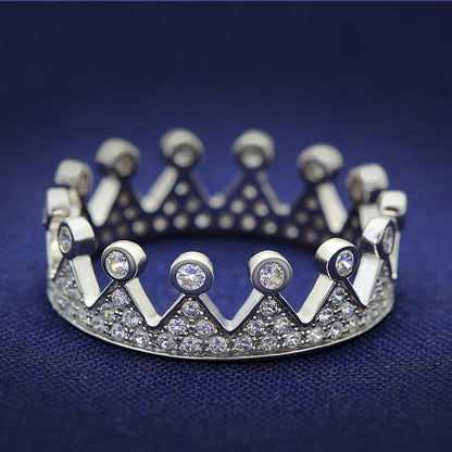 MATS011 - Rhodium 925 Sterling Silver Ring with AAA Grade CZ  in Clear