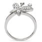 MATS021 - Rhodium 925 Sterling Silver Ring with AAA Grade CZ  in Clear