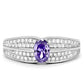 MATS025 - Rhodium 925 Sterling Silver Ring with AAA Grade CZ  in Tanzanite