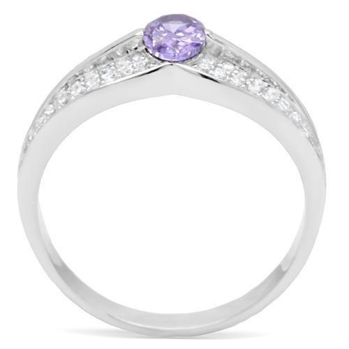 MATS025 - Rhodium 925 Sterling Silver Ring with AAA Grade CZ  in Tanzanite