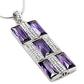MATS026 - Rhodium 925 Sterling Silver Chain Pendant with AAA Grade CZ  in Amethyst