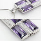 MATS026 - Rhodium 925 Sterling Silver Chain Pendant with AAA Grade CZ  in Amethyst