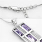 MATS026 - Rhodium 925 Sterling Silver Chain Pendant with AAA Grade CZ  in Amethyst