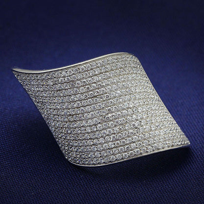 MATS027 - Rhodium 925 Sterling Silver Ring with AAA Grade CZ  in Clear