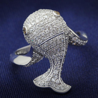 MATS031 - Rhodium 925 Sterling Silver Ring with AAA Grade CZ  in Brown