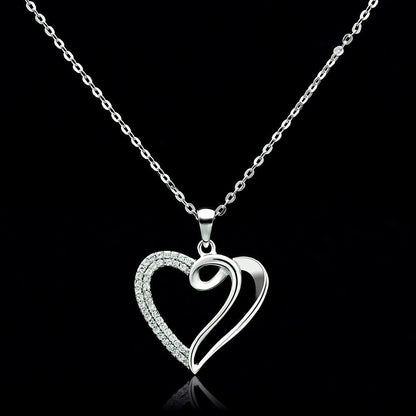 MATS035 - Rhodium 925 Sterling Silver Necklace with AAA Grade CZ  in Clear