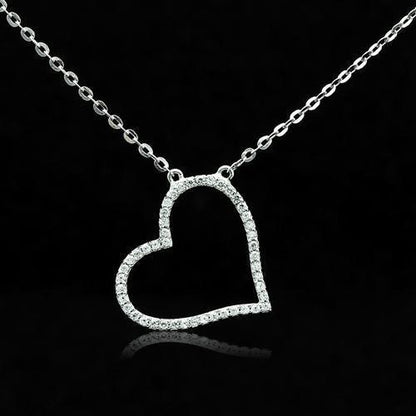 MATS039 - Rhodium 925 Sterling Silver Chain Pendant with AAA Grade CZ  in Clear