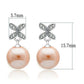 MATS040 - Rhodium 925 Sterling Silver Earrings with Synthetic Pearl in Light Rose