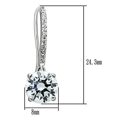 MATS052 - Rhodium 925 Sterling Silver Earrings with AAA Grade CZ  in Clear
