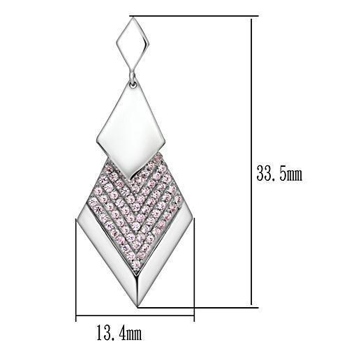 MATS053 - Rhodium 925 Sterling Silver Earrings with AAA Grade CZ  in Rose