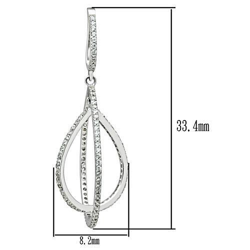 MATS055 - Rhodium 925 Sterling Silver Earrings with AAA Grade CZ  in Clear