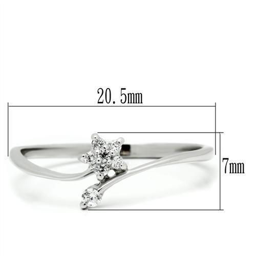 MATS056 - Rhodium 925 Sterling Silver Ring with AAA Grade CZ  in Clear