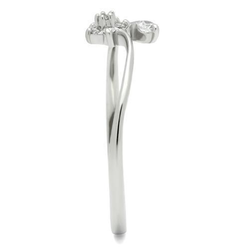 MATS056 - Rhodium 925 Sterling Silver Ring with AAA Grade CZ  in Clear