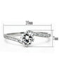 MATS057 - Rhodium 925 Sterling Silver Ring with AAA Grade CZ  in Clear