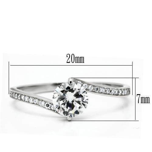 MATS057 - Rhodium 925 Sterling Silver Ring with AAA Grade CZ  in Clear
