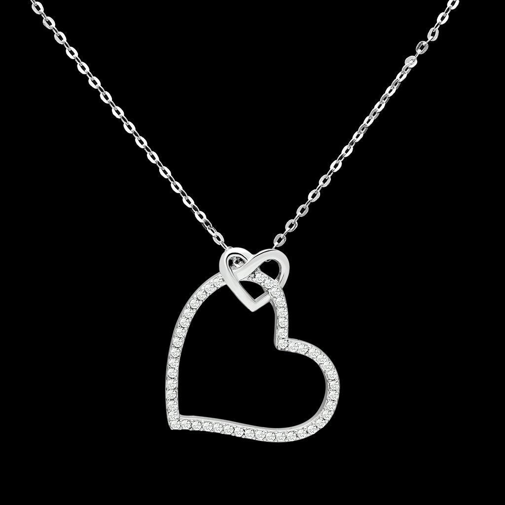 MATS060 - Rhodium 925 Sterling Silver Necklace with AAA Grade CZ  in Clear