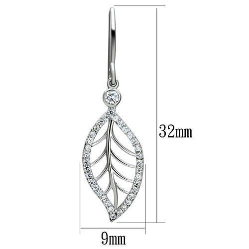MATS068 - Rhodium 925 Sterling Silver Earrings with AAA Grade CZ  in Clear