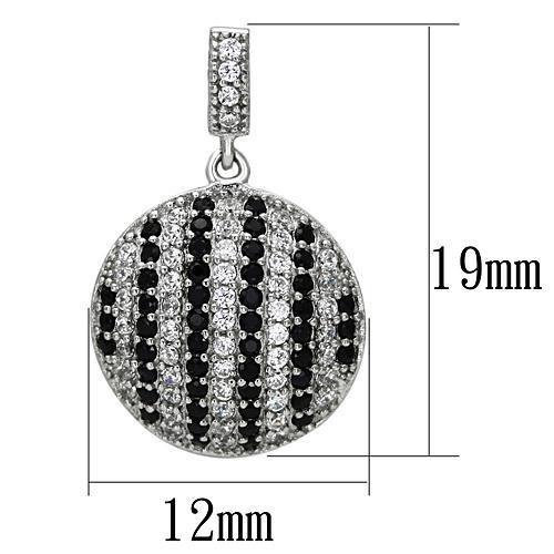 MATS069 - Rhodium 925 Sterling Silver Earrings with AAA Grade CZ  in Jet