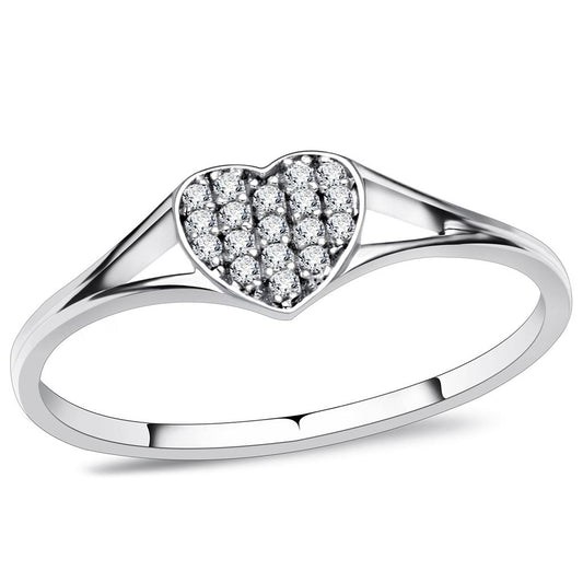 MATS073 - Rhodium 925 Sterling Silver Ring with AAA Grade CZ  in Clear