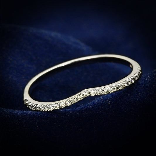 MATS076 - Rhodium 925 Sterling Silver Ring with AAA Grade CZ  in Clear