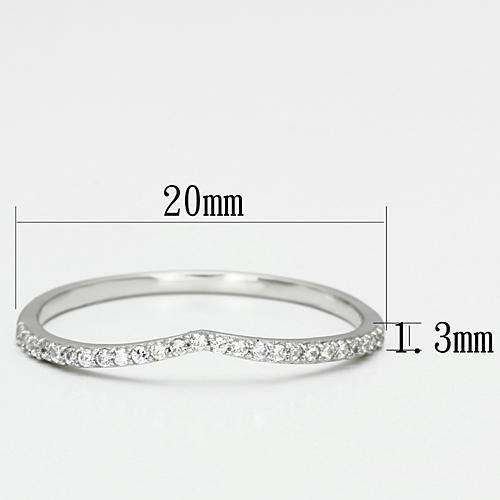 MATS076 - Rhodium 925 Sterling Silver Ring with AAA Grade CZ  in Clear