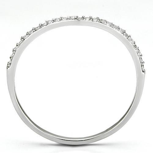 MATS076 - Rhodium 925 Sterling Silver Ring with AAA Grade CZ  in Clear