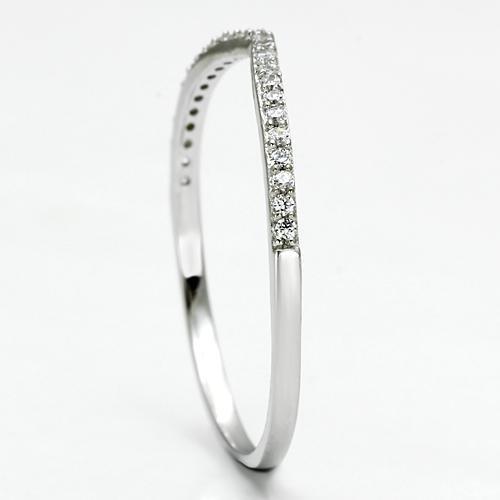 MATS076 - Rhodium 925 Sterling Silver Ring with AAA Grade CZ  in Clear