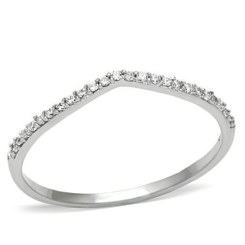 MATS076 - Rhodium 925 Sterling Silver Ring with AAA Grade CZ  in Clear