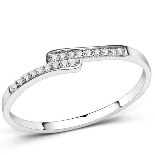 MATS077 - Rhodium 925 Sterling Silver Ring with AAA Grade CZ  in Clear